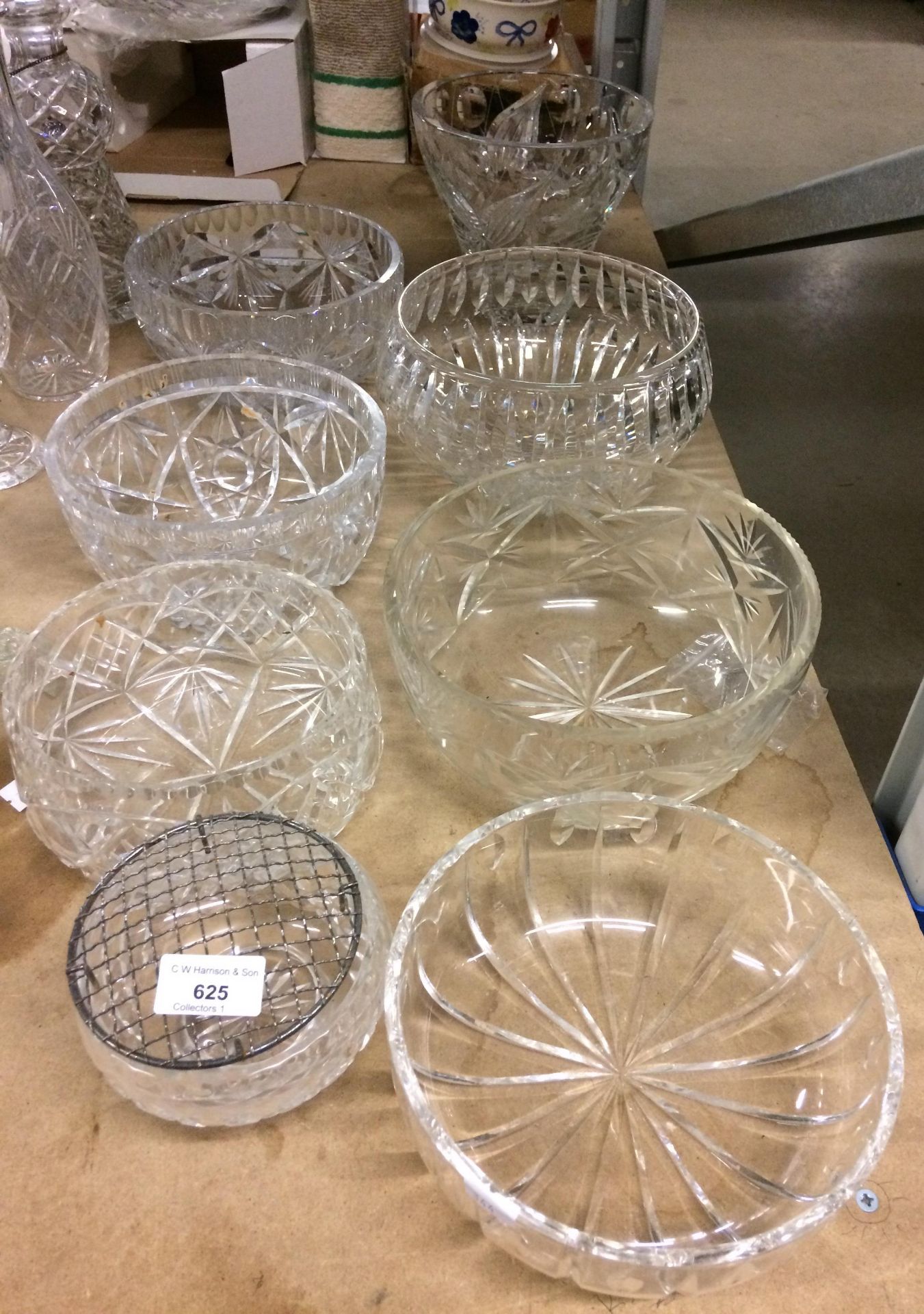 Eight large glass bowls