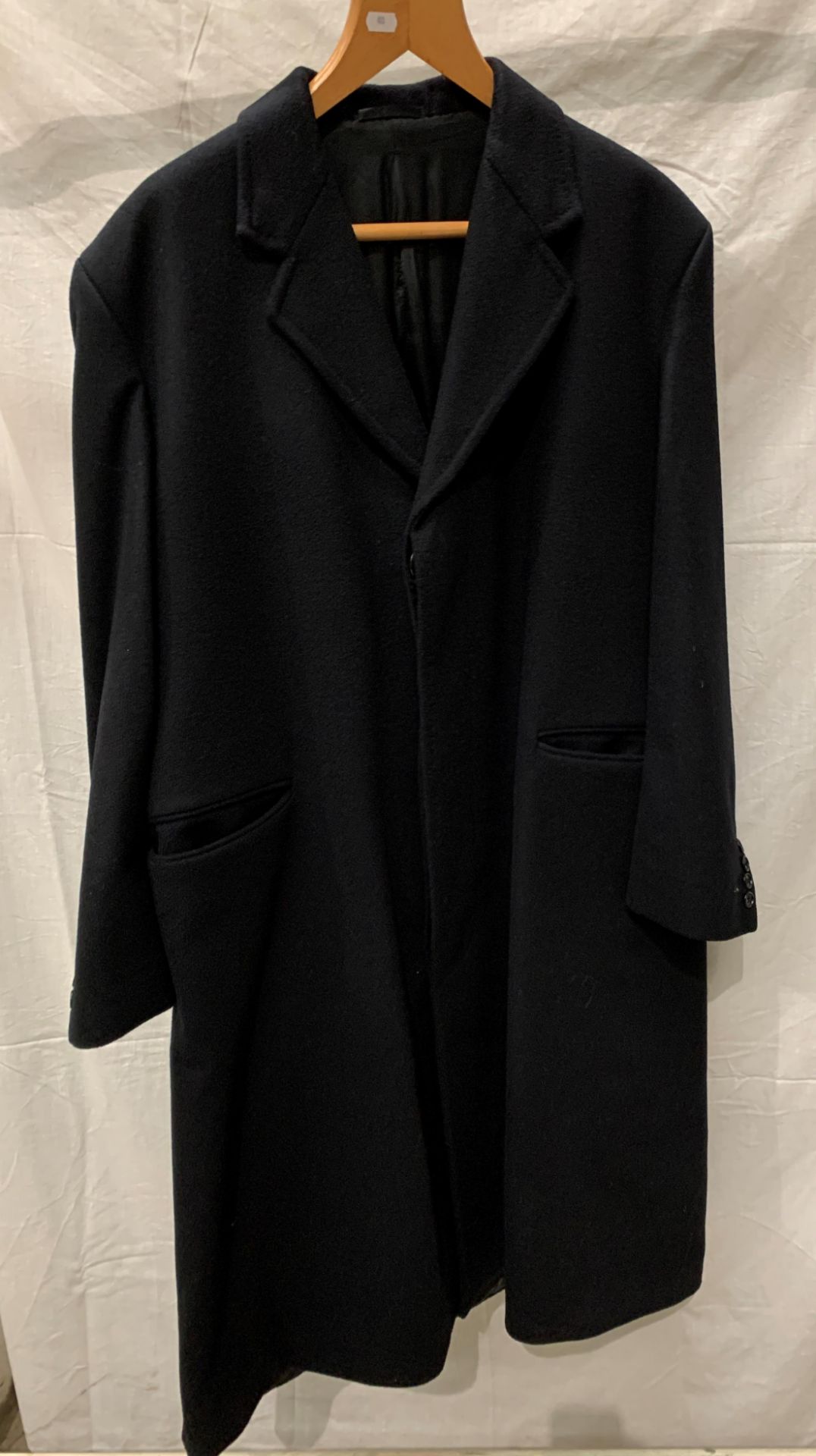 From a deceased estate - a Valted by Peter R Smith & Son, Morley men's dark navy 100% wool coat,