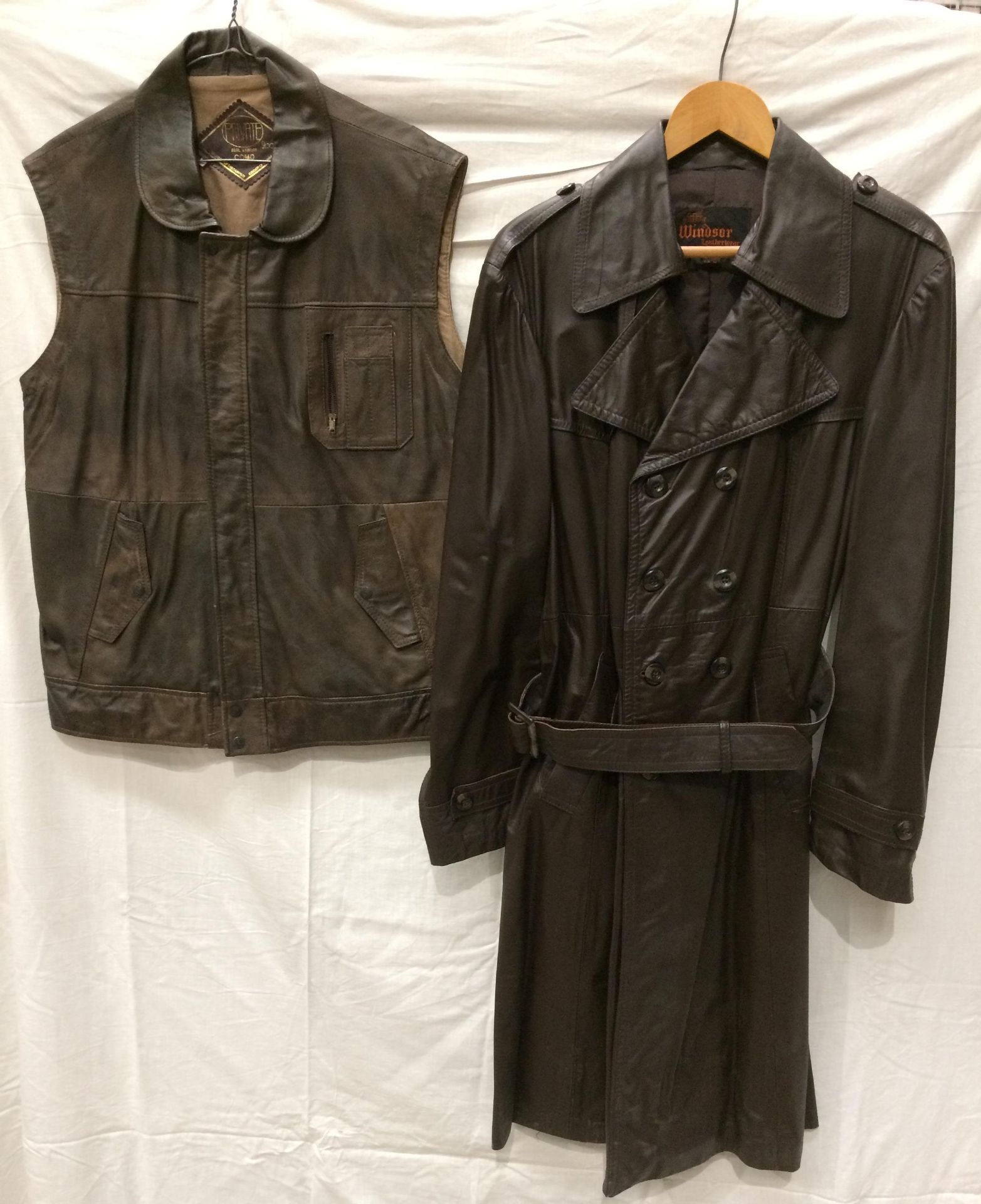 A Windsor Leather Wear 'Herr Flick' long brown leather coat,