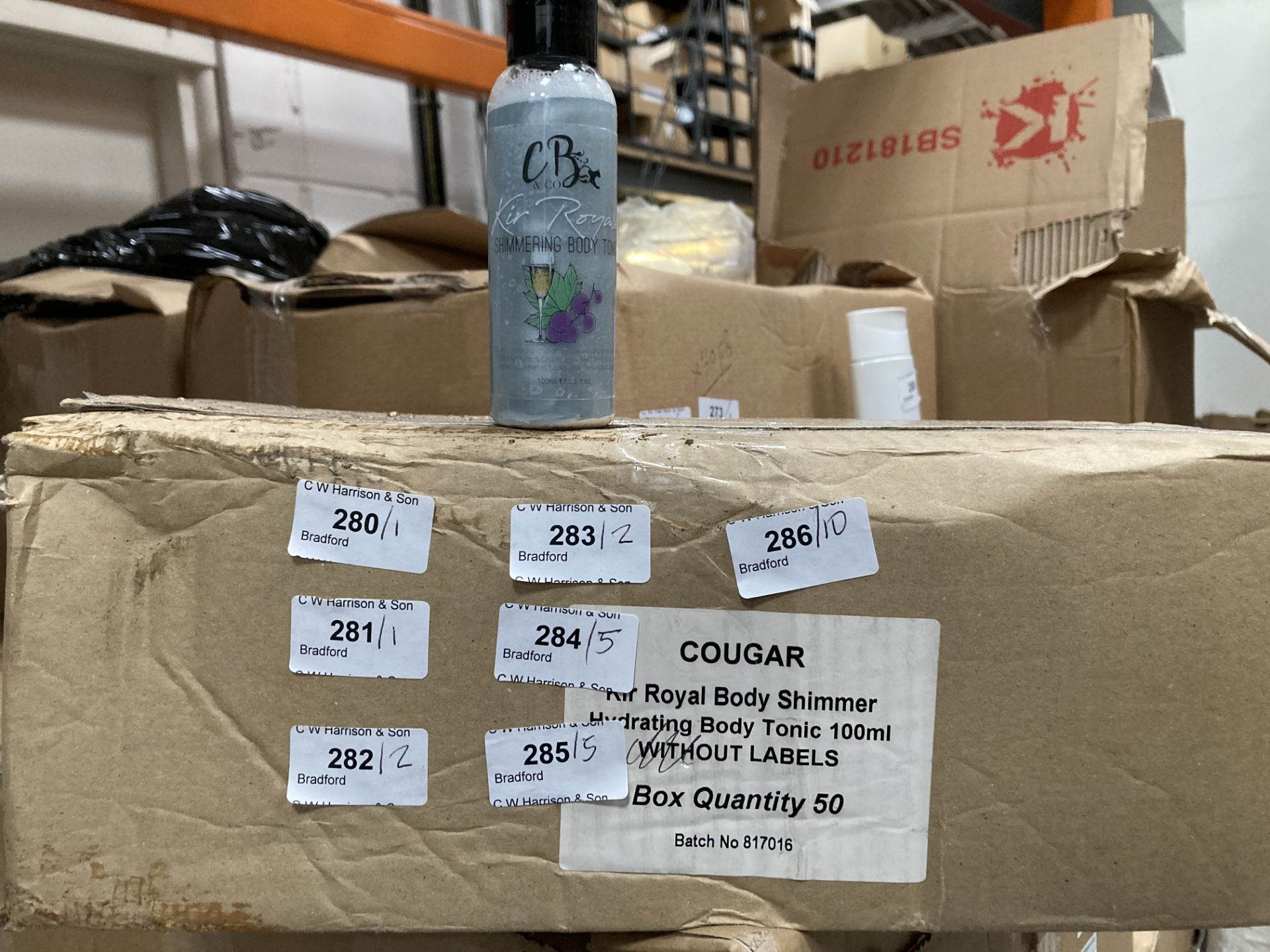 One box of Cougar Kir Royal body shimmer hydrating body tonic 100ml (50 units per box)
