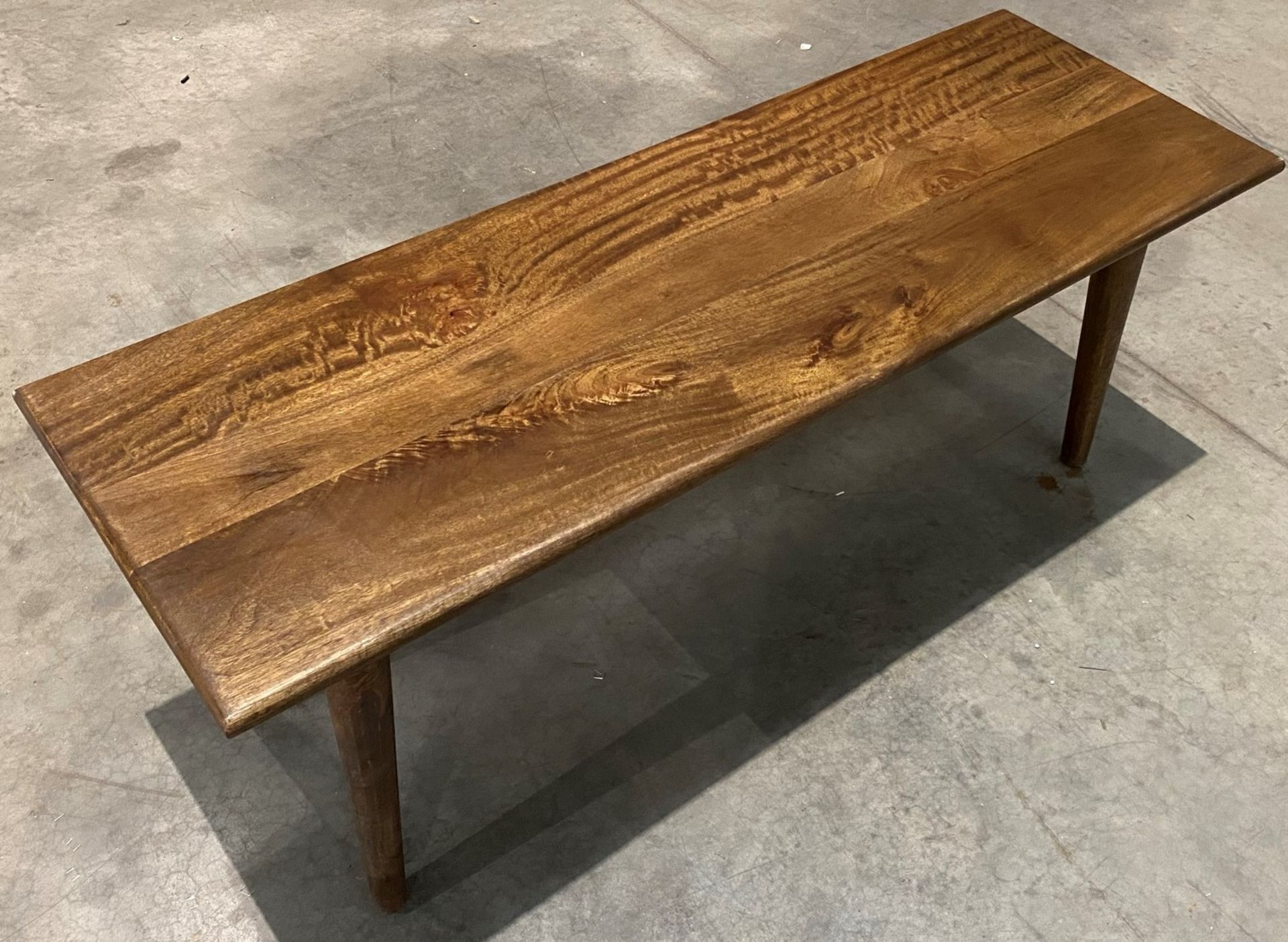 A Retro dark wood bench (120cm x 45cm x 45cm) - (boxed) - Image 3 of 6