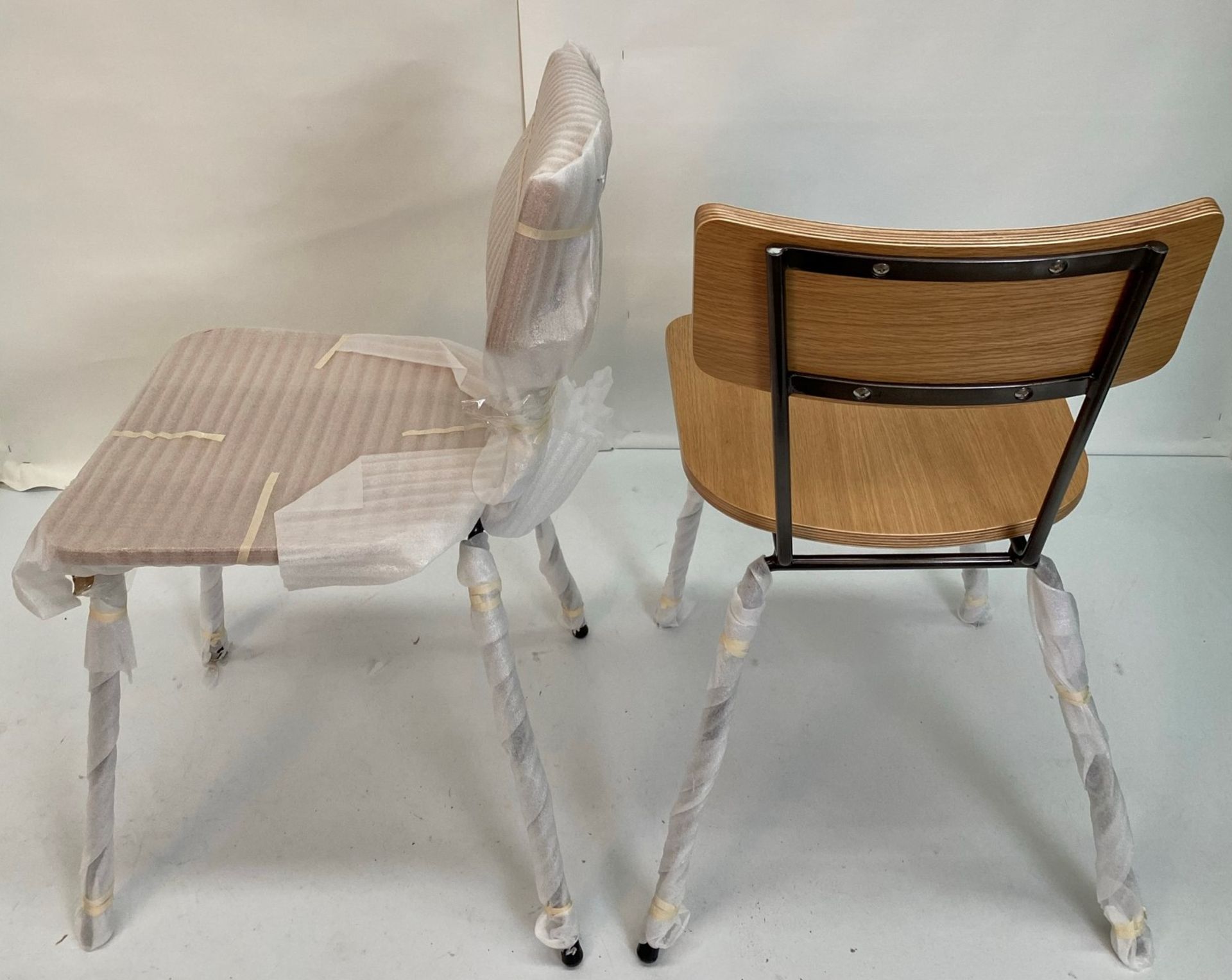 2 x Seminar gunmetal framed oak effect plywood seat chairs - Image 3 of 6