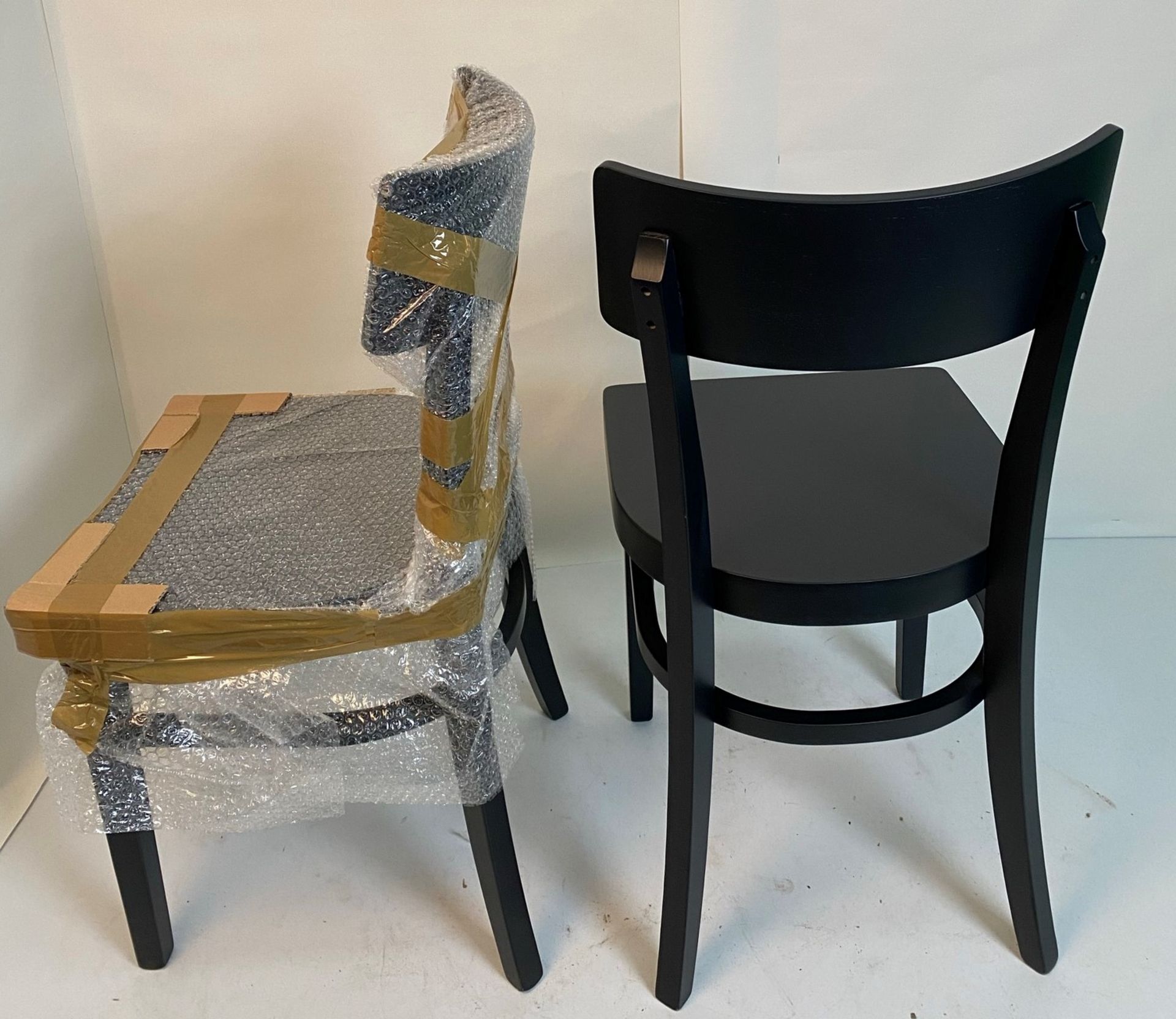 4 x Bakery Black Solid Seat Chairs - PMS Black 6 - Image 4 of 6