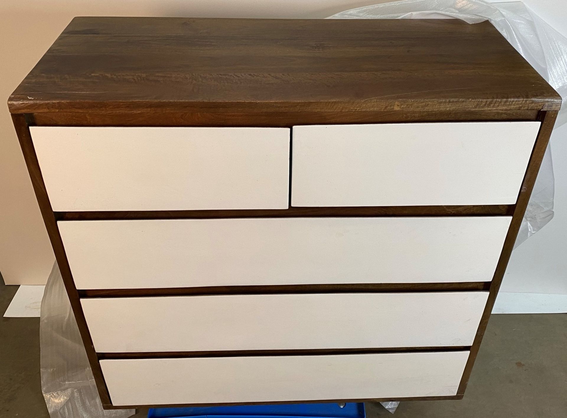 A Marina dark wood five drawer chest/sideboard (100cm x 42cm x 110cm) Trade price £302 - Please - Image 4 of 14