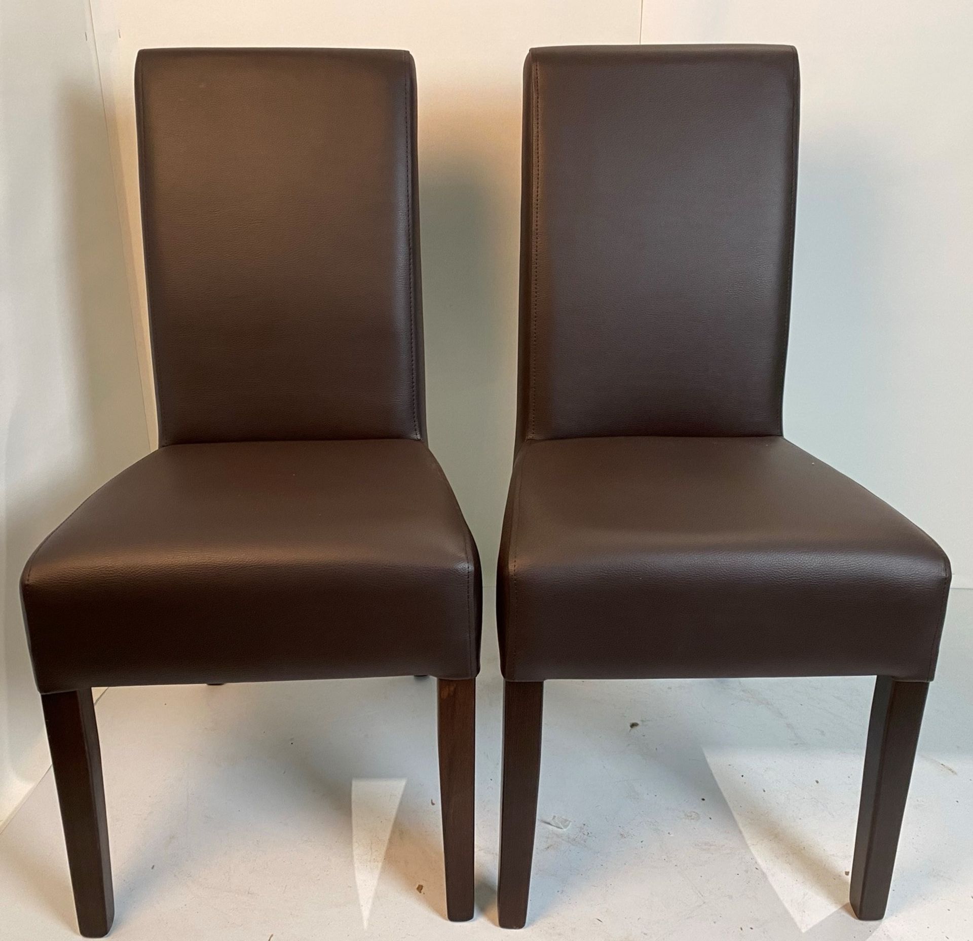 2 x Valencia Vena BR-5 Dark Brown dining/side chairs with walnut coloured frames