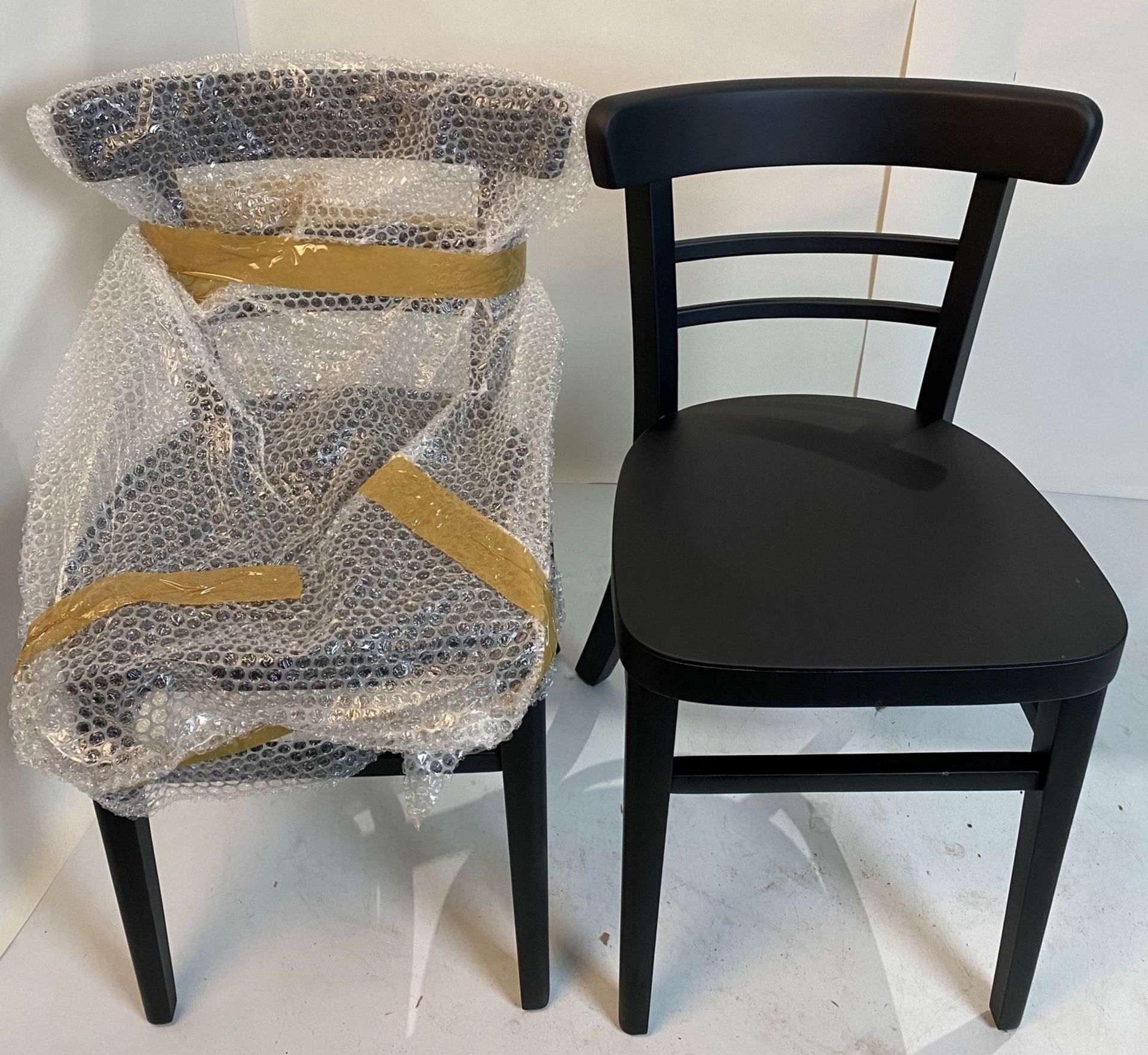 2 x Expresso Black Stain chairs with plastic gliders