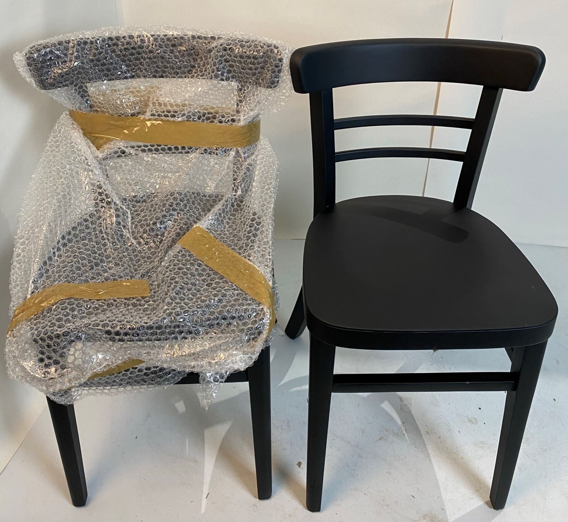 2 x Expresso Black Stain chairs with plastic gliders - Image 2 of 6