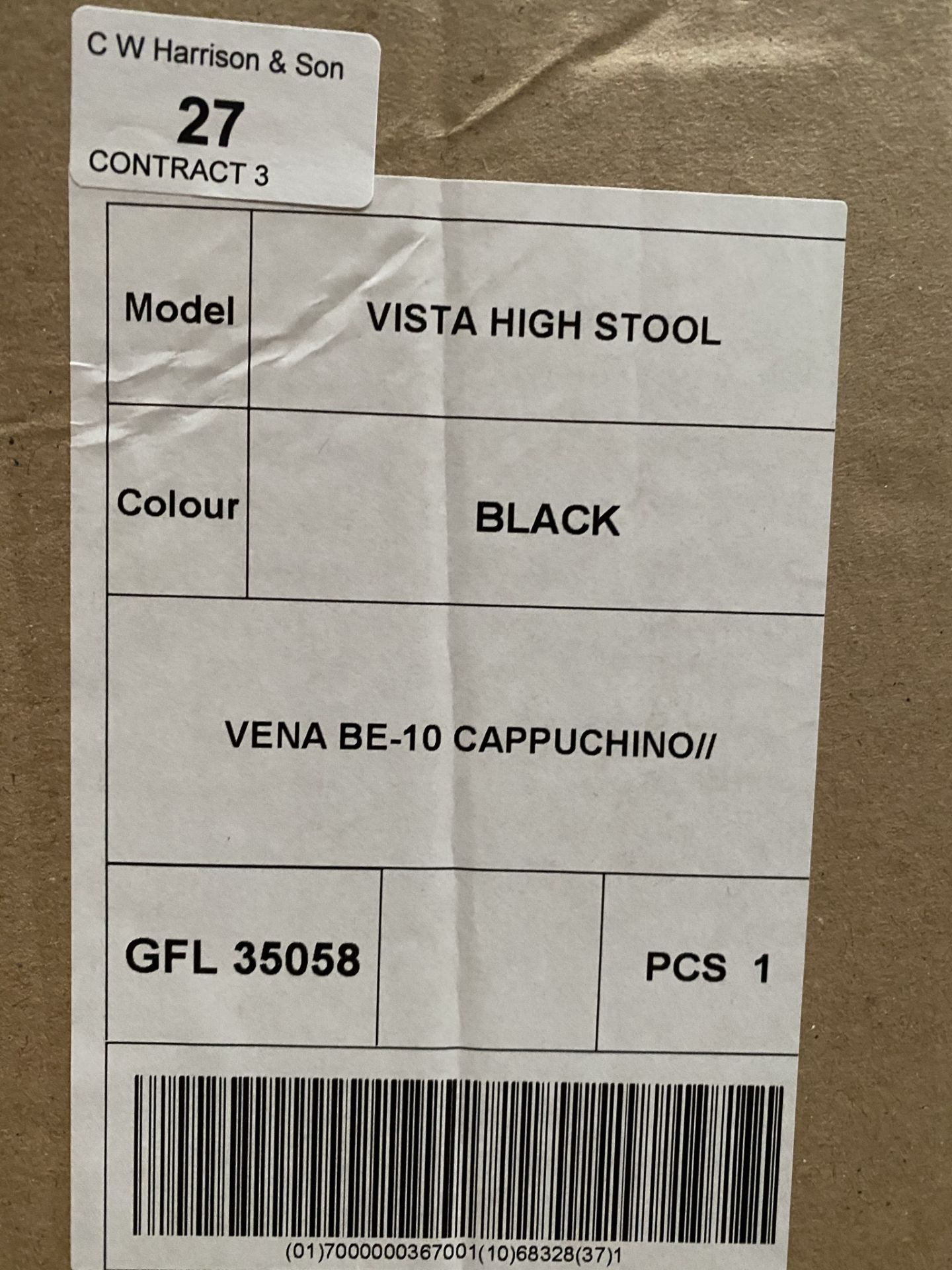 A Vista Vena BE-10 Cappuchino high stool with black wood frame - Image 7 of 8