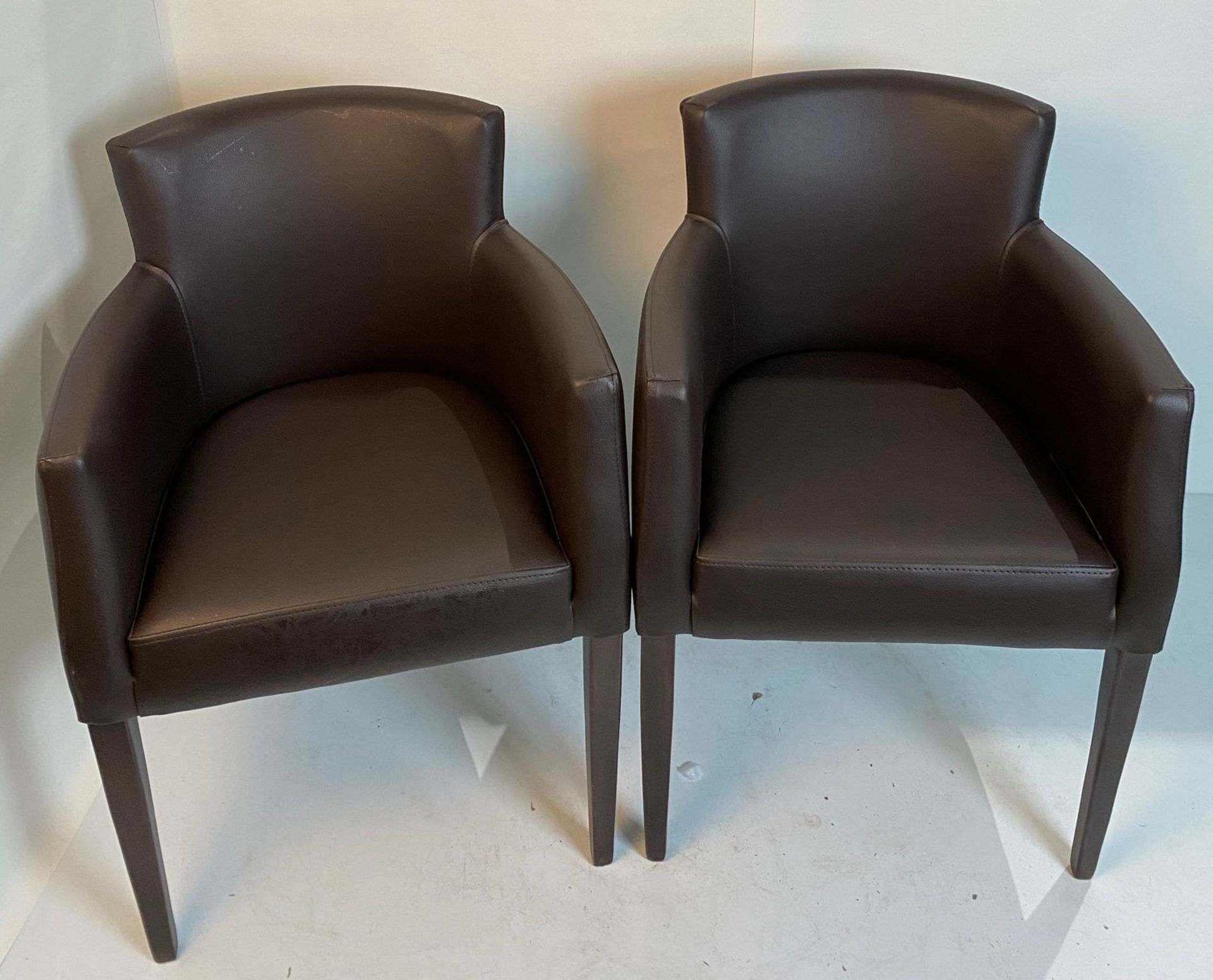 2 x Omega Vena BR-5 Dark Brown armchairs with walnut coloured frames - Image 2 of 6
