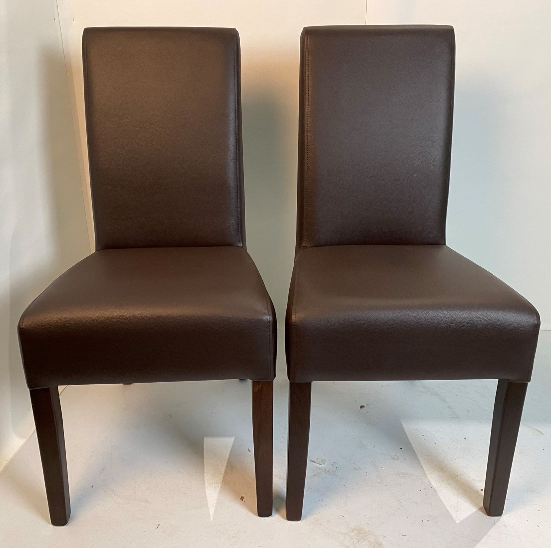 2 x Valencia Vena BR-5 Dark Brown dining/side chairs with walnut coloured frames