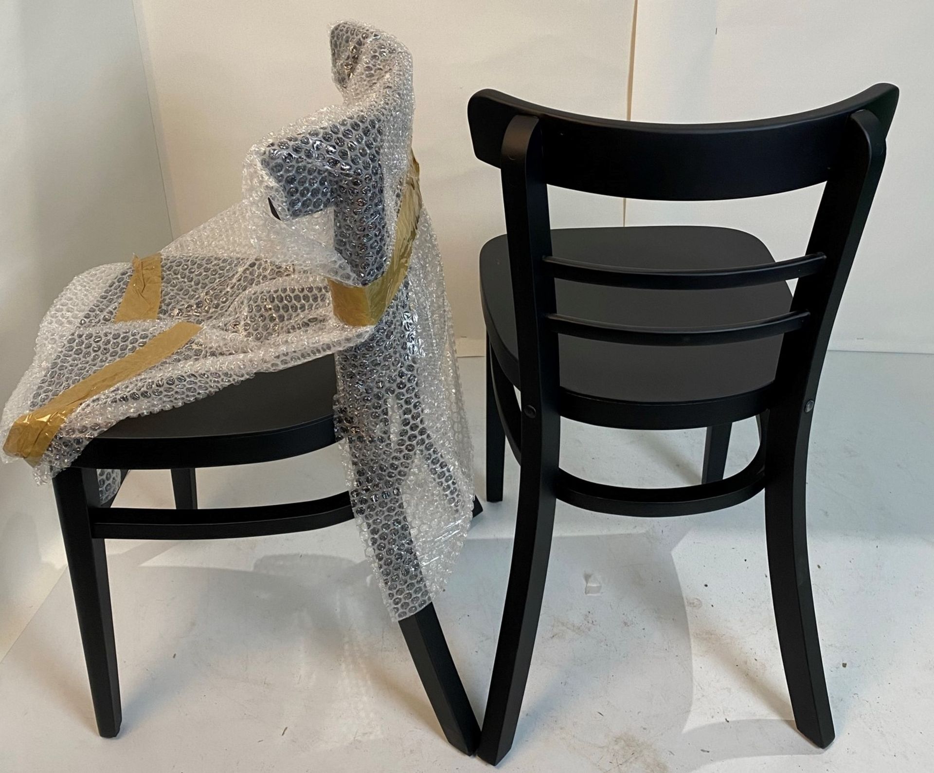 2 x Expresso Black Stain chairs with plastic gliders - Image 3 of 6