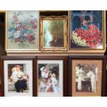 Six items - framed Impressionist prints,