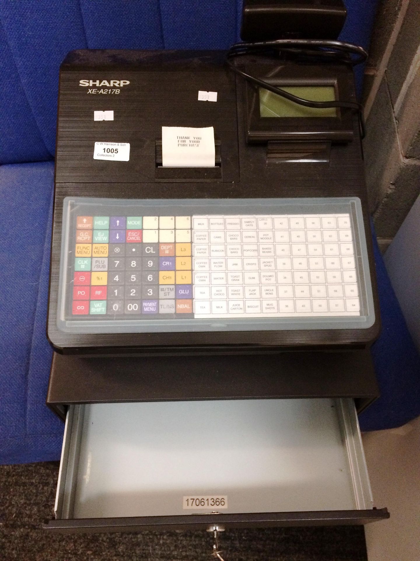 A Sharp XE-A217B electronic cash register complete with key - Image 2 of 2