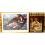 Edward Robert Hughes large framed print 'Night with her train of stars' 60 x 80cm and a framed
