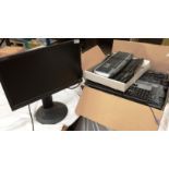 An Iiyama Prolite B228 OHS 22" monitor and a box containing 27 assorted keyboards *please note this