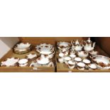 Contents to two trays 51 pieces of Royal Albert 'Old Country Roses' table ware including tureens,