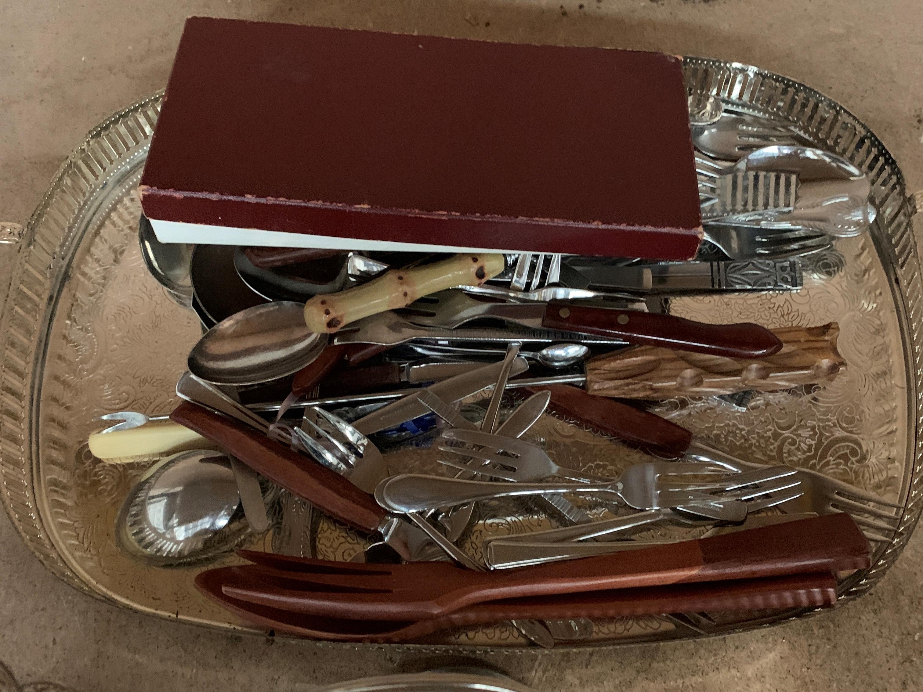 A quantity of plated cutlery on plated gallery tray, - Image 3 of 3