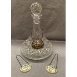 A glass mushroom decanter with stopper,