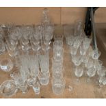 Glass decanter and quantity of glassware,