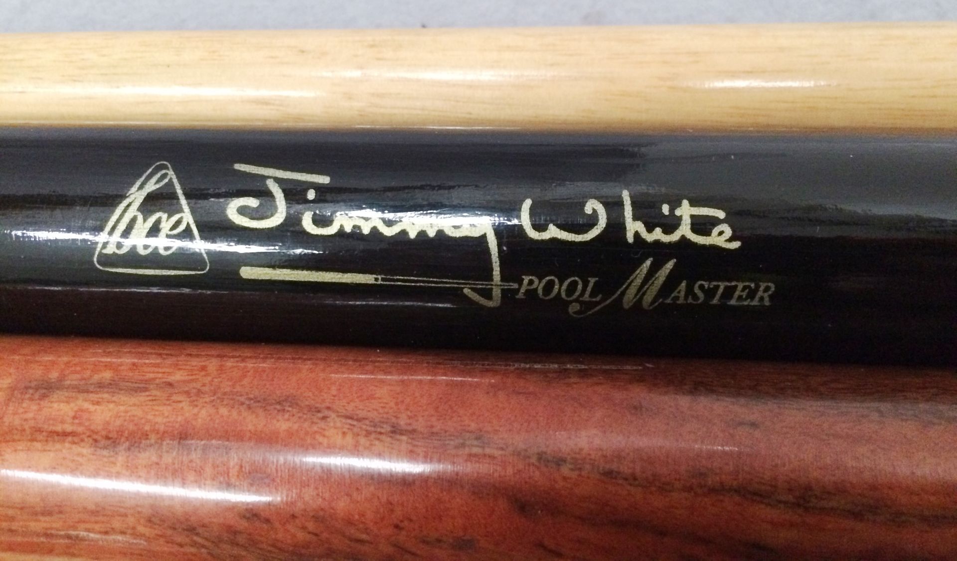 Three two piece pool/snooker cues - one BCE with Jimmy White facsimile signature, - Image 3 of 3