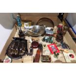 Contents to tray - assorted oriental and other figurines including Don Quixote,