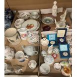 Contents to lids miniature ceramic trinket boxes, bone china teapots, Crescent china dishes etc.