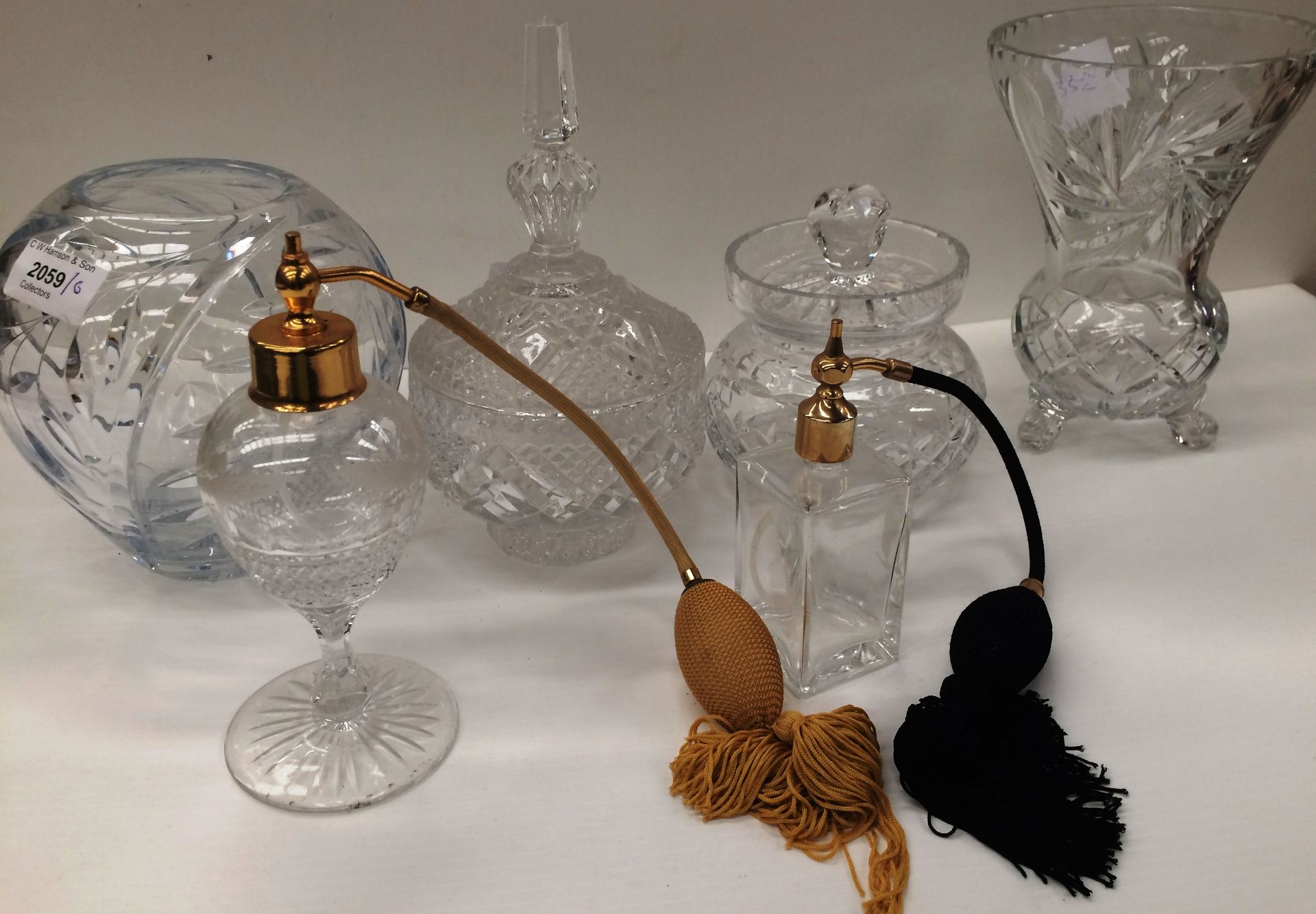 Six items - two atomizer sprays and four glass bowls and vases - Image 2 of 2