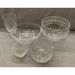 Five pieces of crystal glassware - bowls and vases