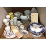 Contents to tray thirty pieces of Real Brasil Porcelano table ware, 1988 Denby Dale pie plate, etc.