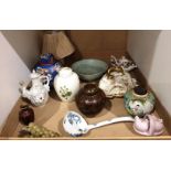 Contents to tray a quantity of oriental patterned vases with covers,