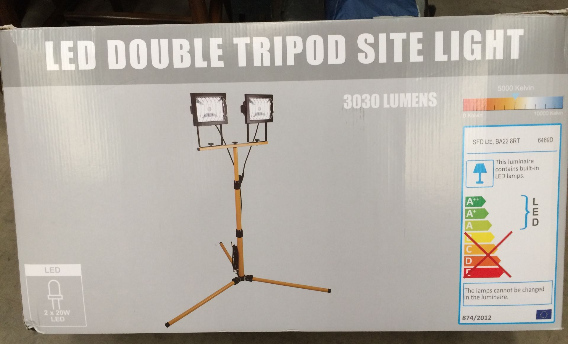 LED double tripod site light (two x 20w LED worklights)