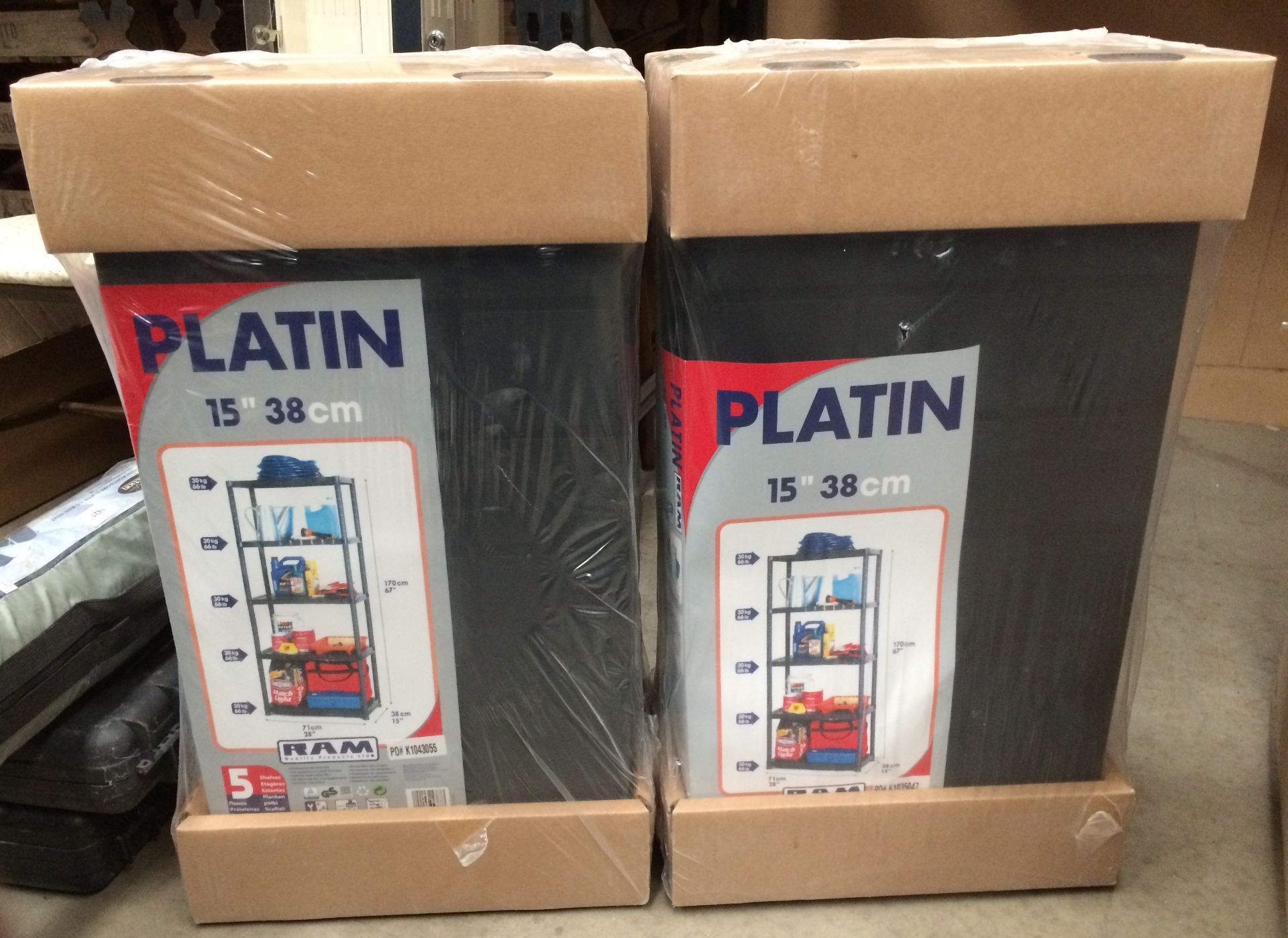 Two Platin plastic five shelf storage units