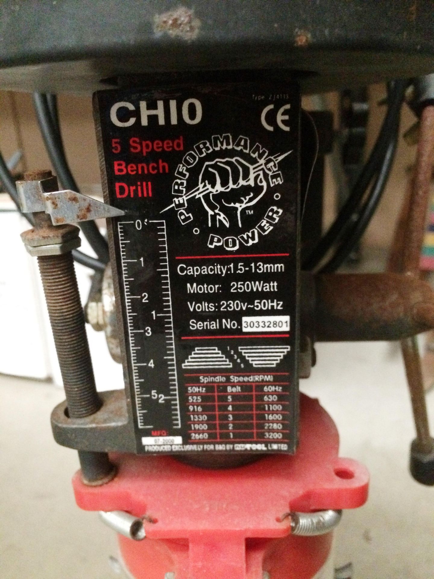 Performance Power CH10 5 speed bench drill - 240v - Image 2 of 2