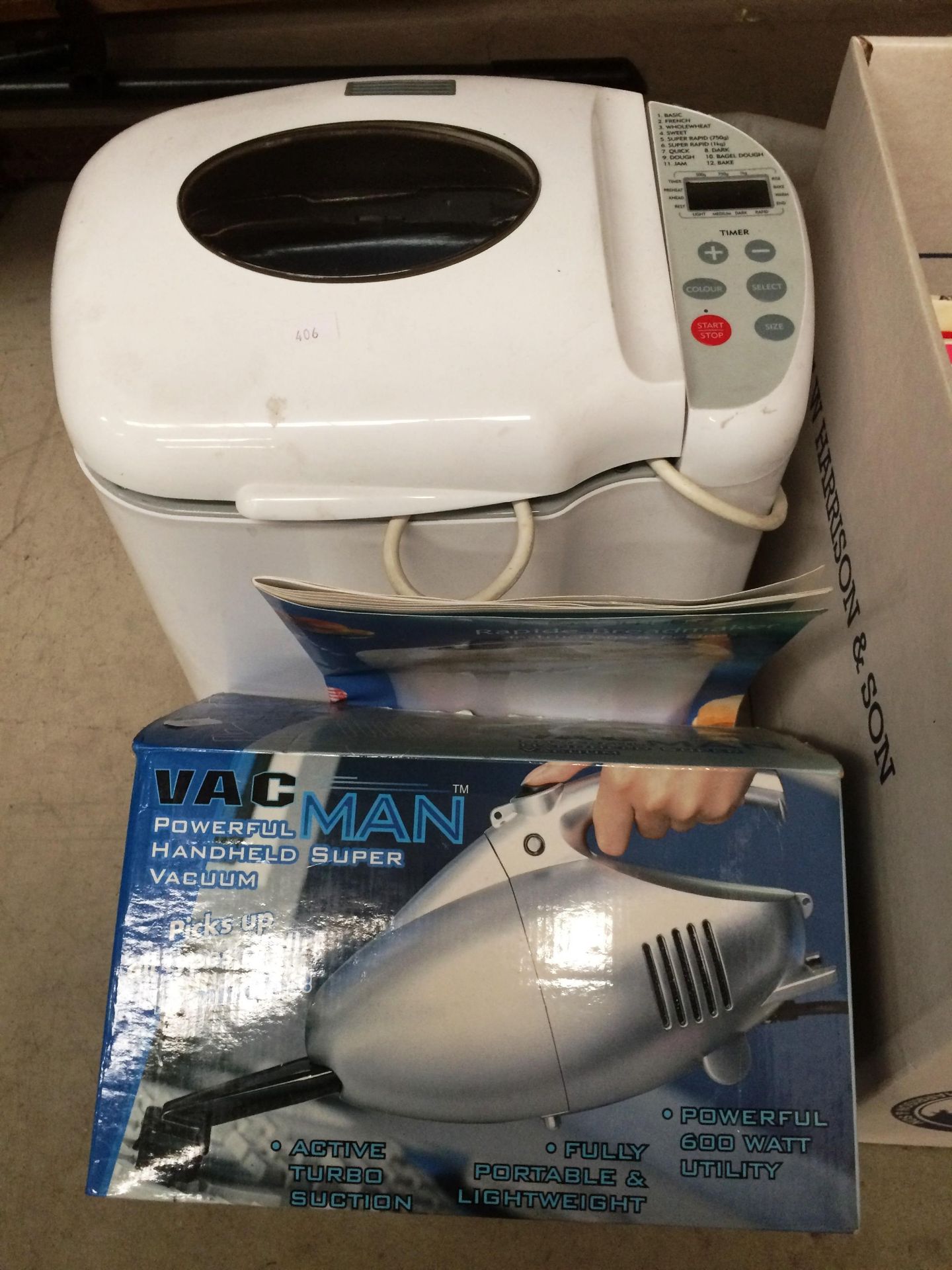 Russell Hobbs Rapide bread maker and a Vacman hand held vacuum