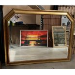 Large gilt framed wall mirror 92 x 120cm