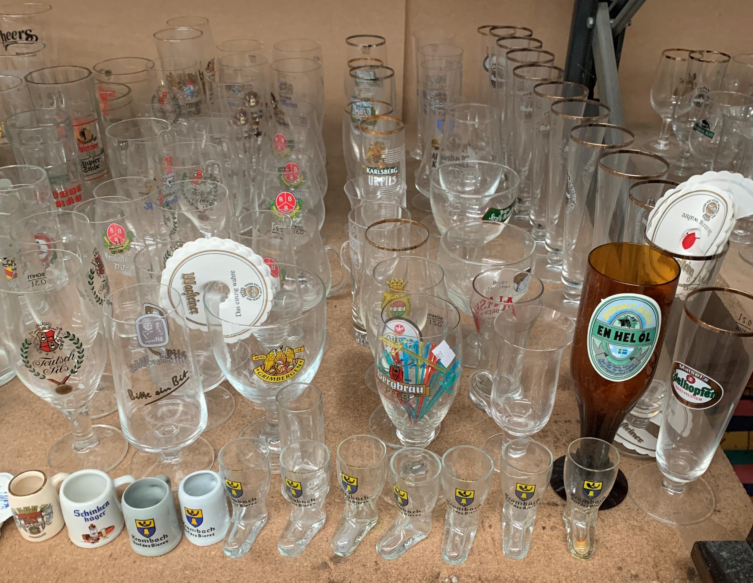 Contents to part of rack a large quantity of German beer drinking glasses - in various shapes and - Image 7 of 7