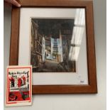 H or A Jones '95' a framed oil of The Laurel Inn Robin Hoods Bay 30 x 23cm and a Dalesman Mini book