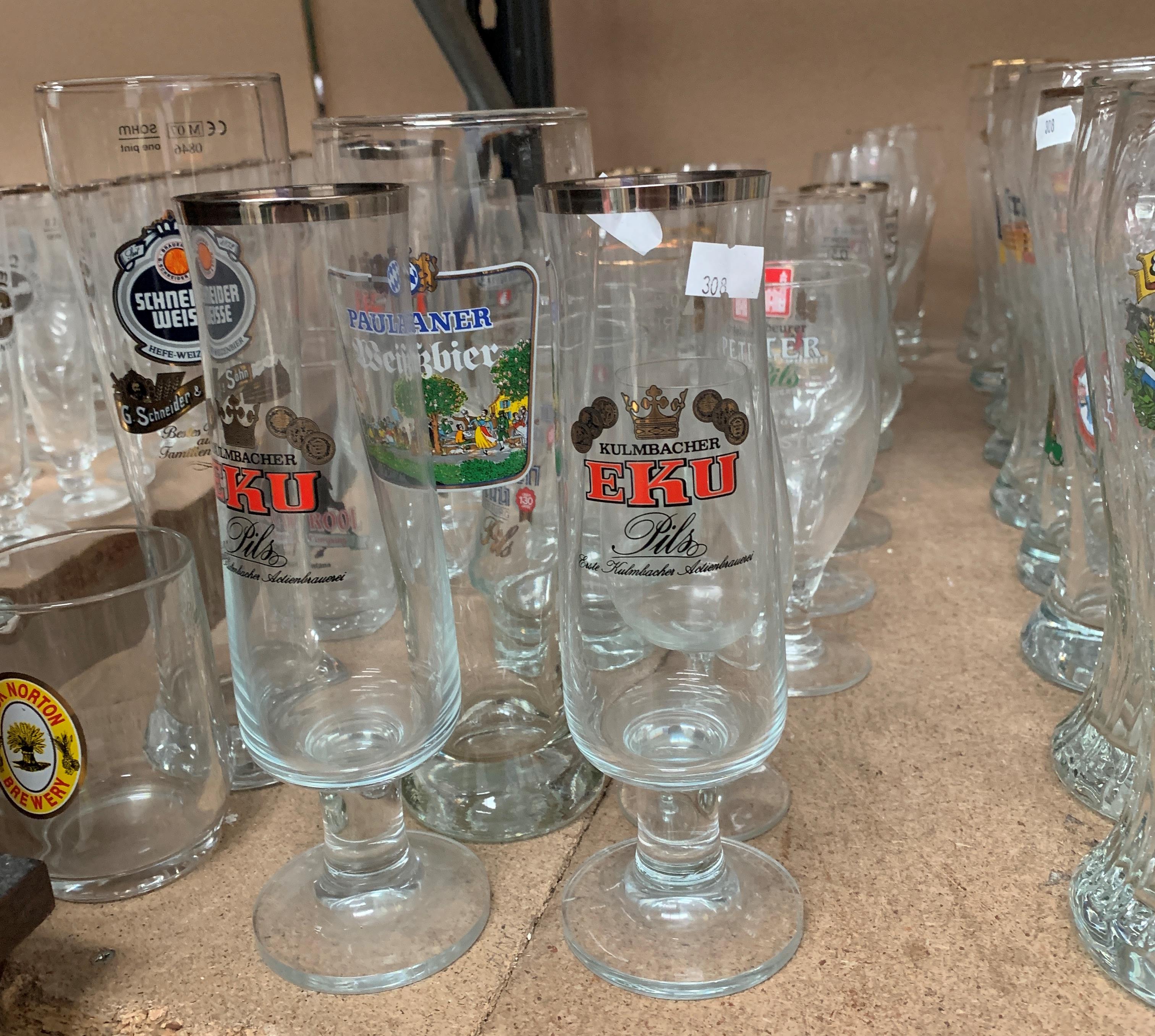 Contents to part of rack a large quantity of German beer drinking glasses in various shapes and - Image 2 of 4