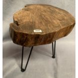 A handmade hardwood coffee table on tripod legs table top 46 x 37 x 10cm deep