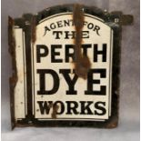 A vintage metal double sided sign - Agents for the Perth Dye Works in distressed condition 46 x