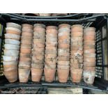 One plastic crate containing old hand thrown Victorian Terracotta plant pots, 77 individual pots,