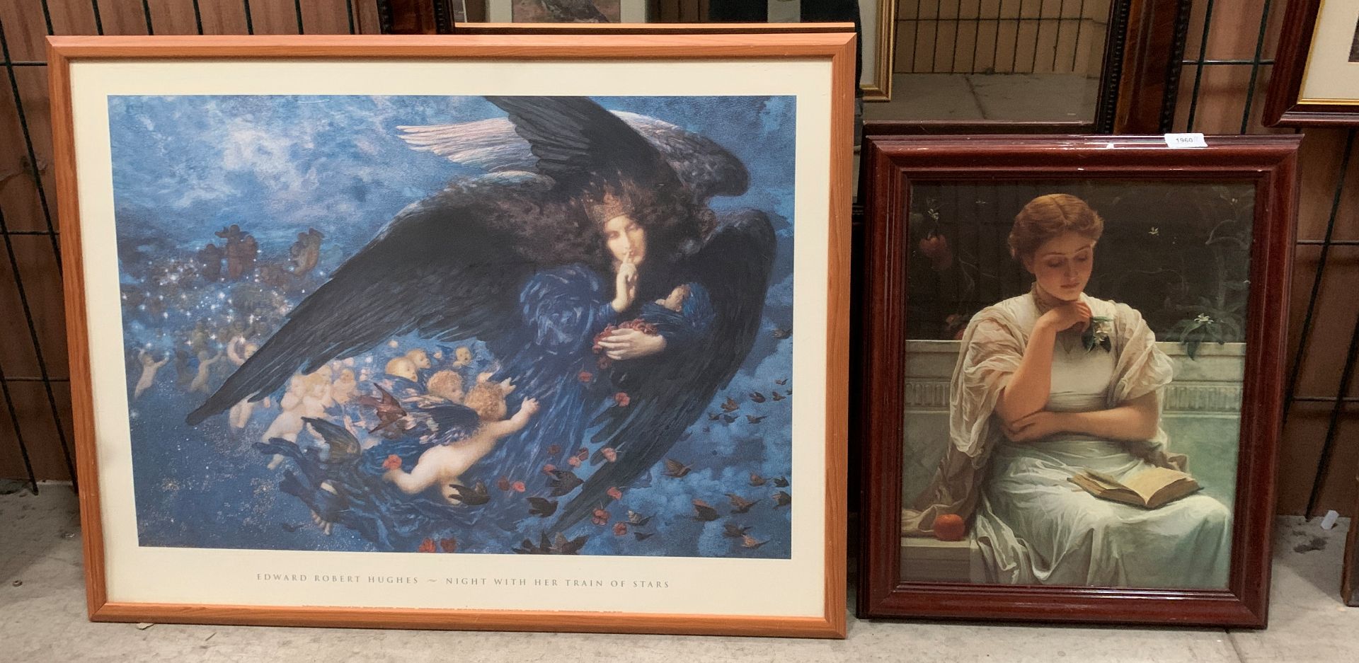 Edward Robert Hughes large framed print 'Night with her train of stars' 60 x 80cm and a framed