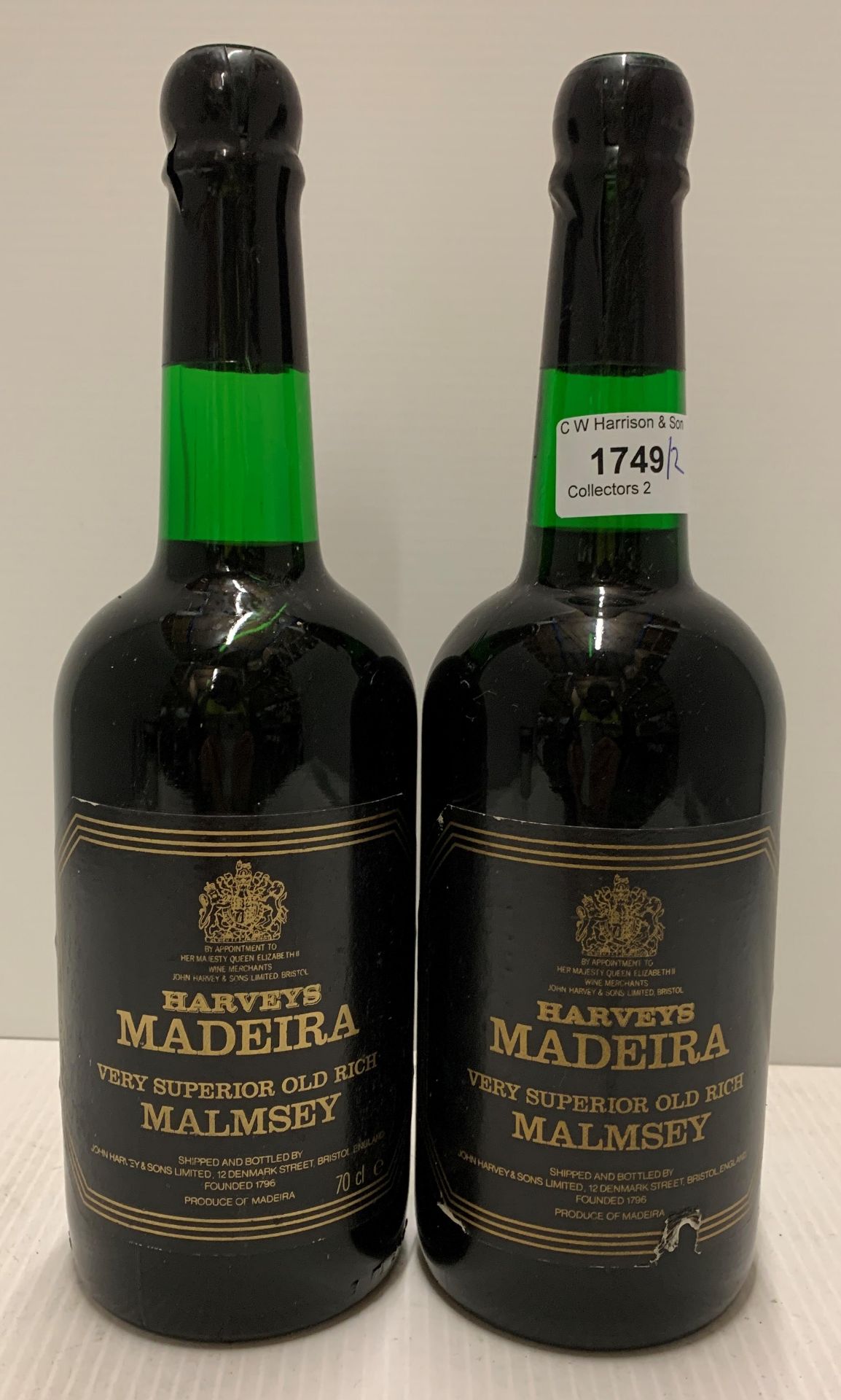 Two 70cl bottles of Harveys Madeira Very Superior old rich Malmsey