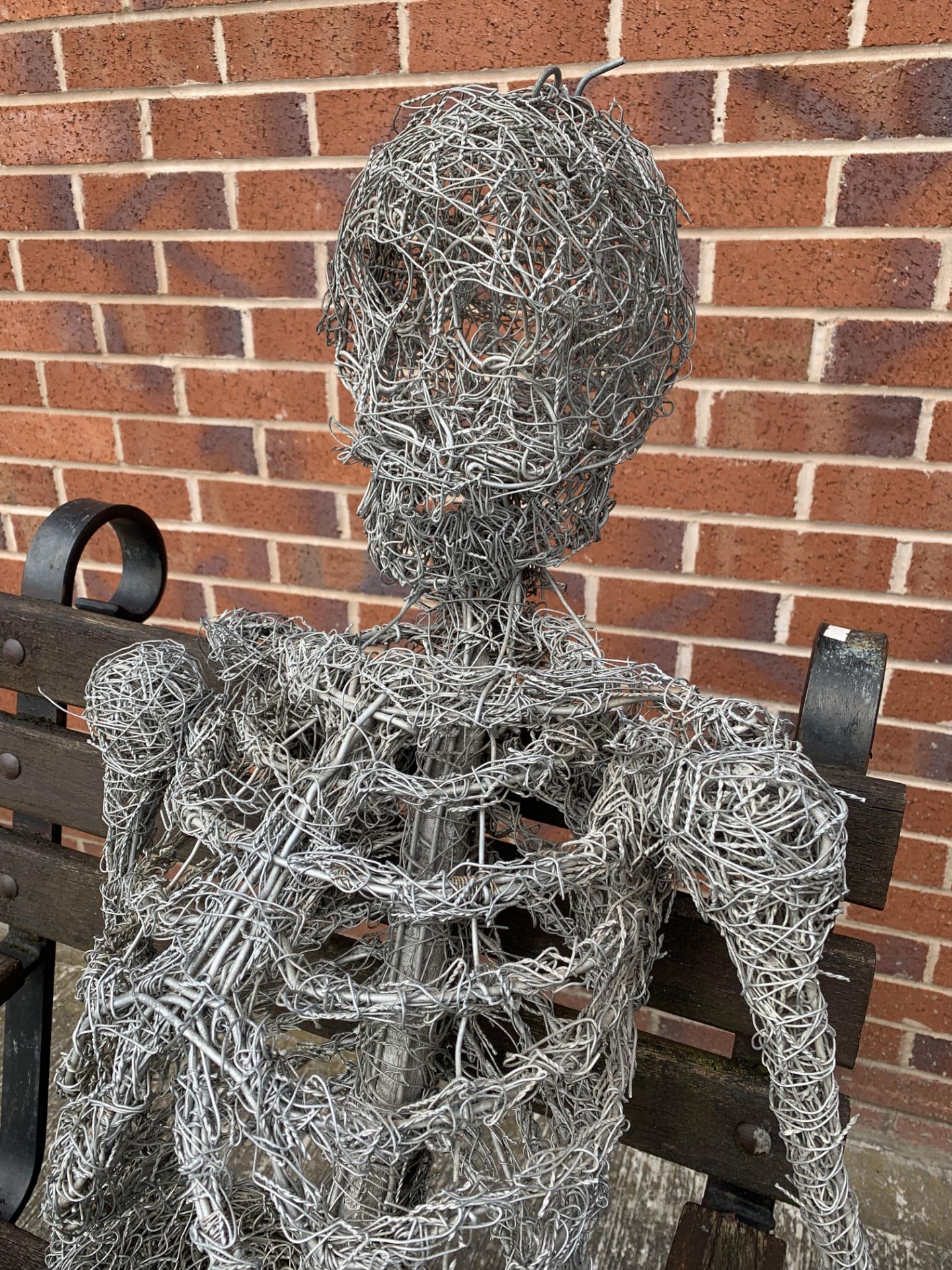 A lifesize wirework model of a seated skeleton total height approx 130cm - Image 2 of 8