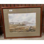 R J Singerton a framed watercolour 'Low Tide,