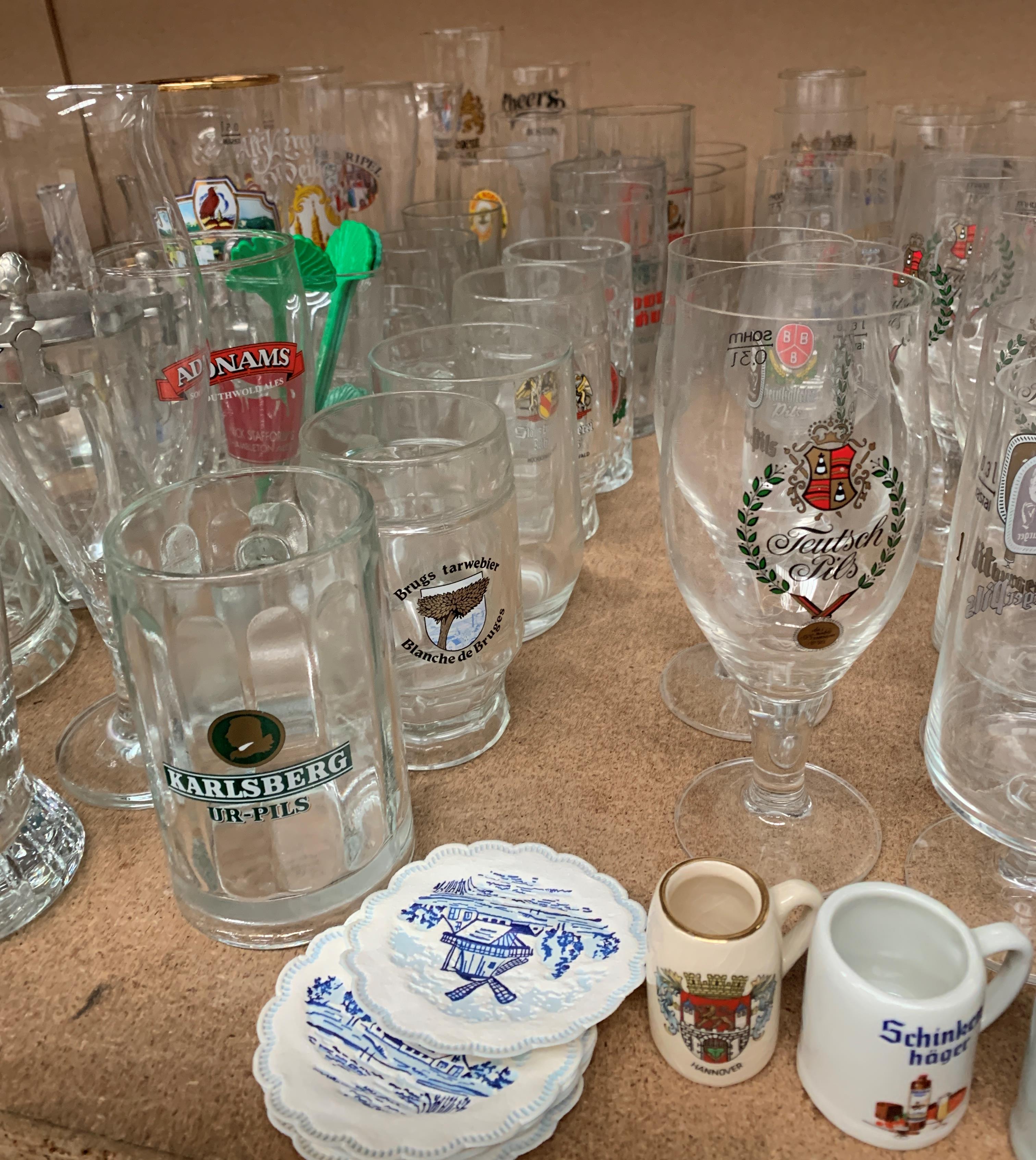 Contents to part of rack a large quantity of German beer drinking glasses - in various shapes and - Image 3 of 7