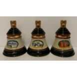 Three 75cl Wade porcelain decanters of Bell's Old Scotch whisky - to celebrate Christmas 1989,