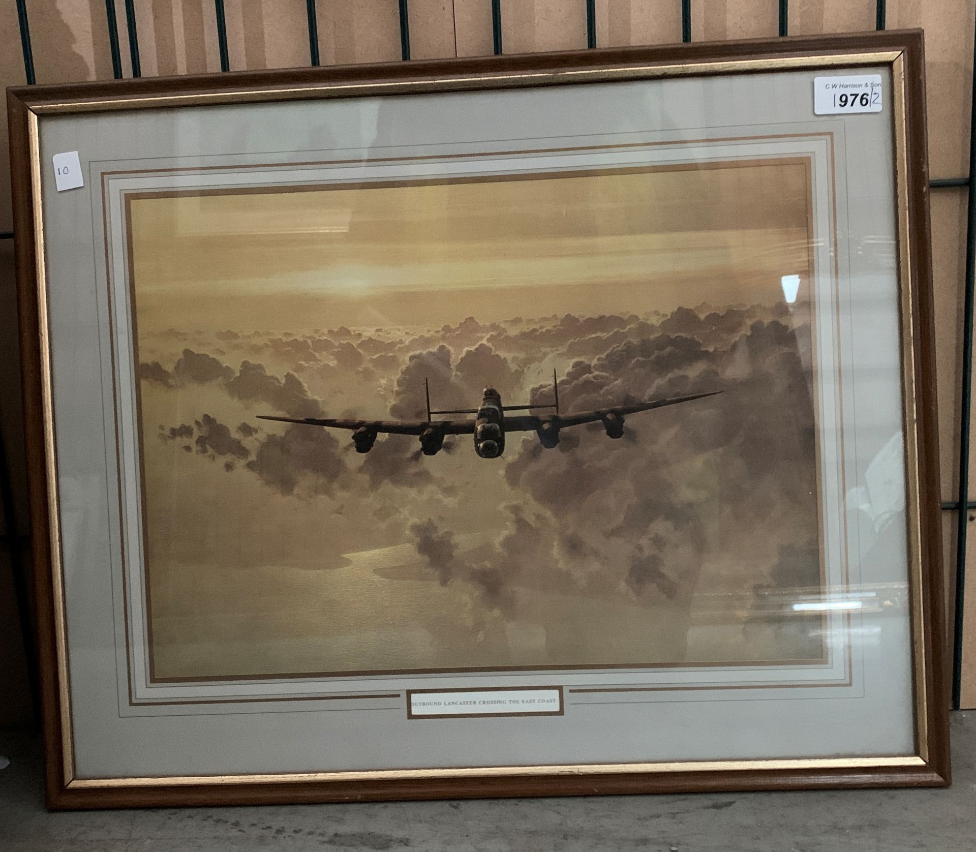 Framed print Outbound Lancaster crossing the East Coast 34 x 40cm and a framed tapestry 'mythical - Image 3 of 3
