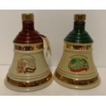 Two 75cl Wade porcelain decanters of Bell's Old Scotch whisky (aged 8 years) to celebrate Christmas