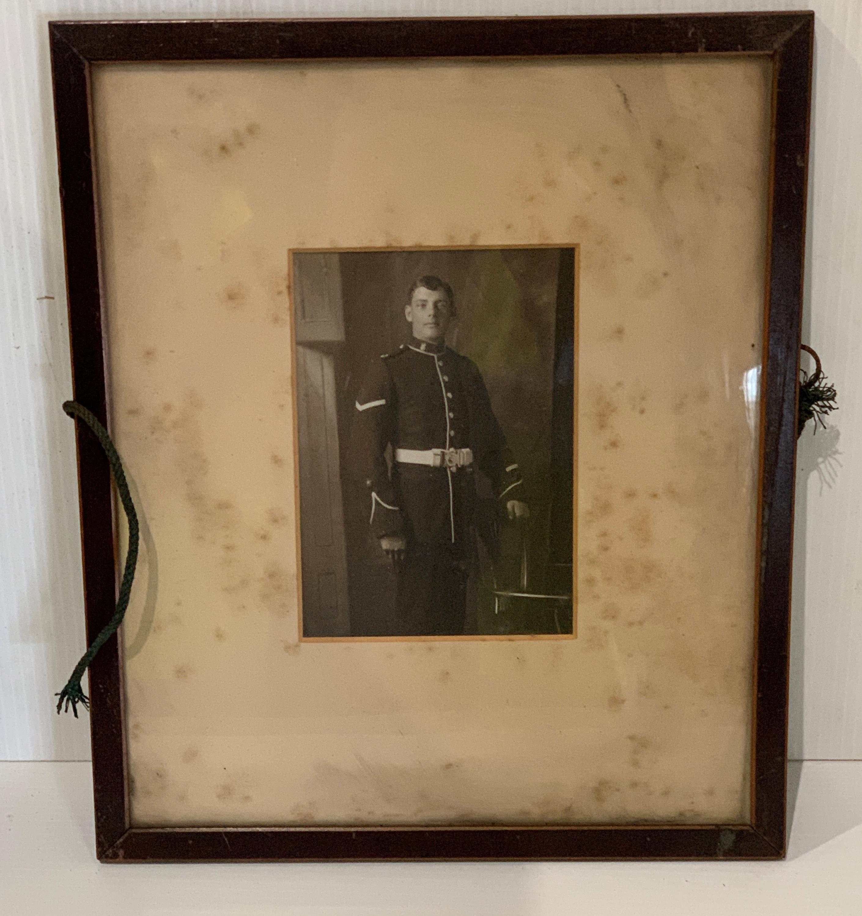 Ellery? small framed military sweetheart print 'some story' and two small framed photographs of a - Image 4 of 4